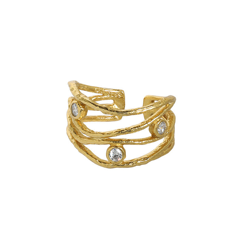 Layered Crisscross Zircon Statement Ring – image 6
