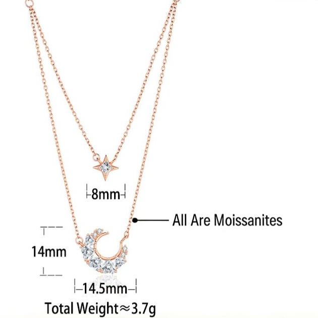 Layered Moon and Star Moissanite Pendant – image 6