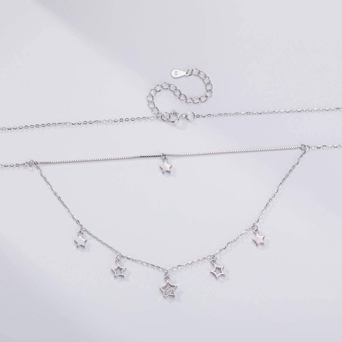 Dainty CZ Layered Star Charm Necklace – image 4
