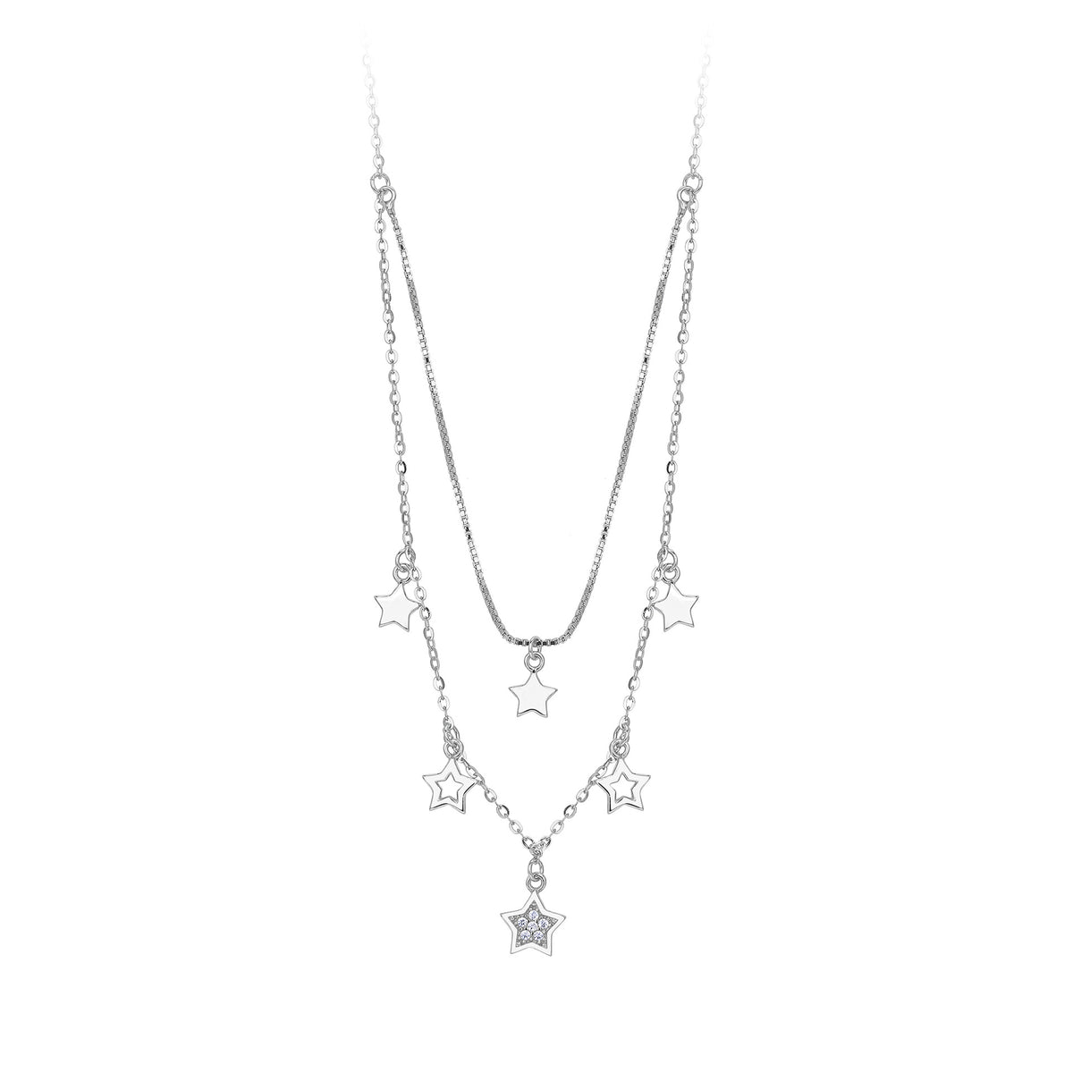Dainty CZ Layered Star Charm Necklace – image 5