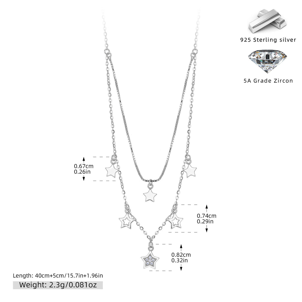 Dainty CZ Layered Star Charm Necklace – image 6