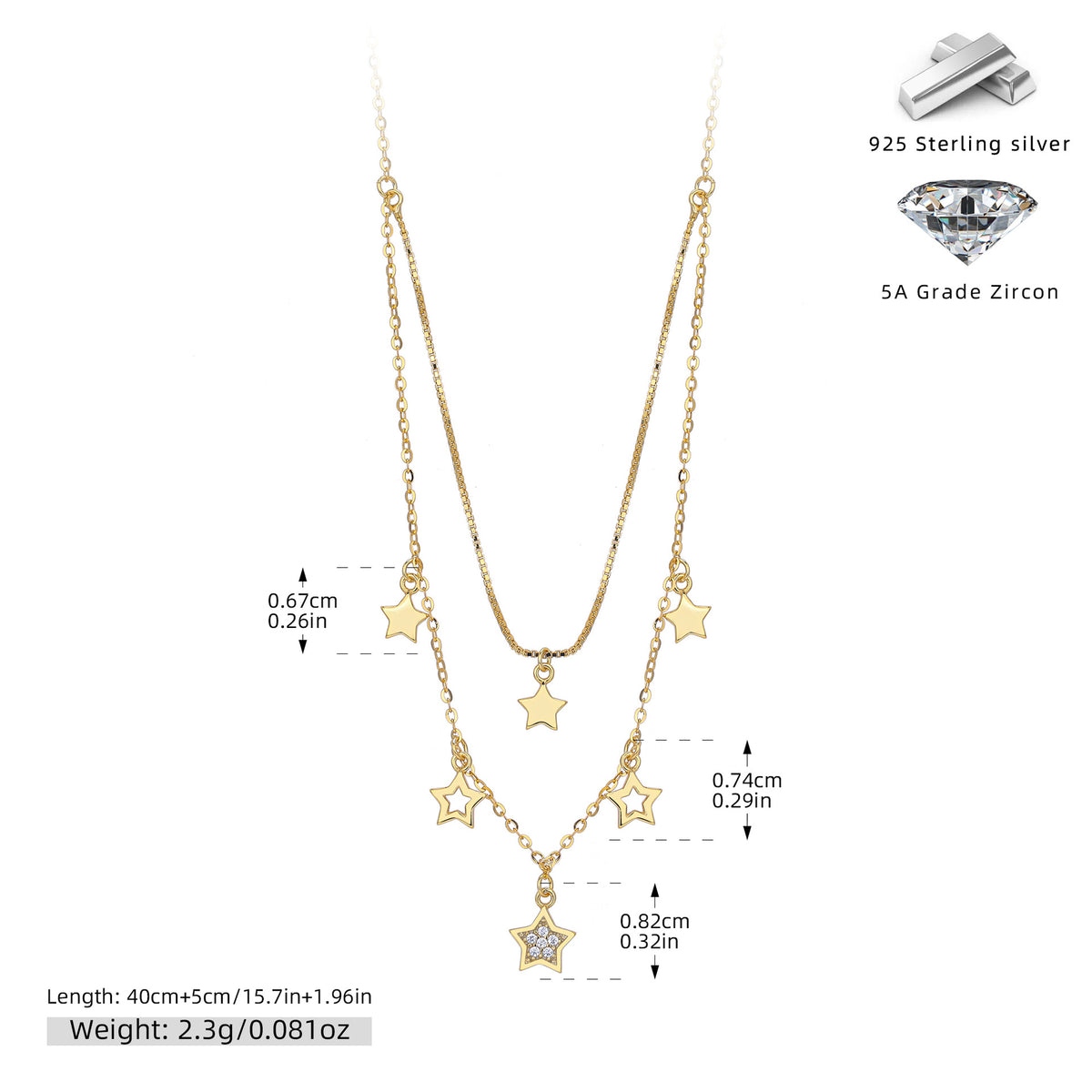 Dainty CZ Layered Star Charm Necklace – image 7