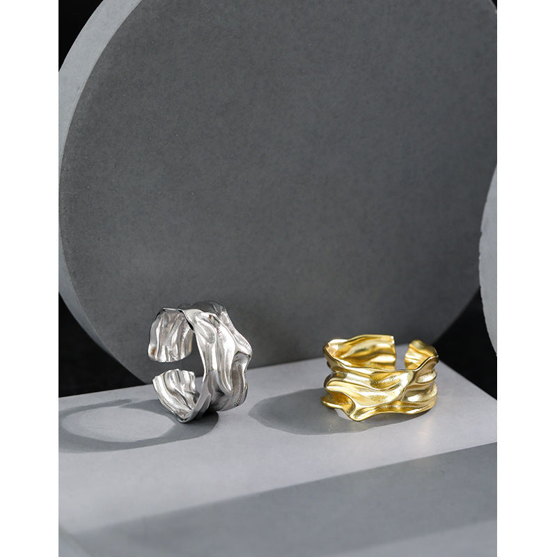 Layered Wave Open Ring – wholesale silver rings