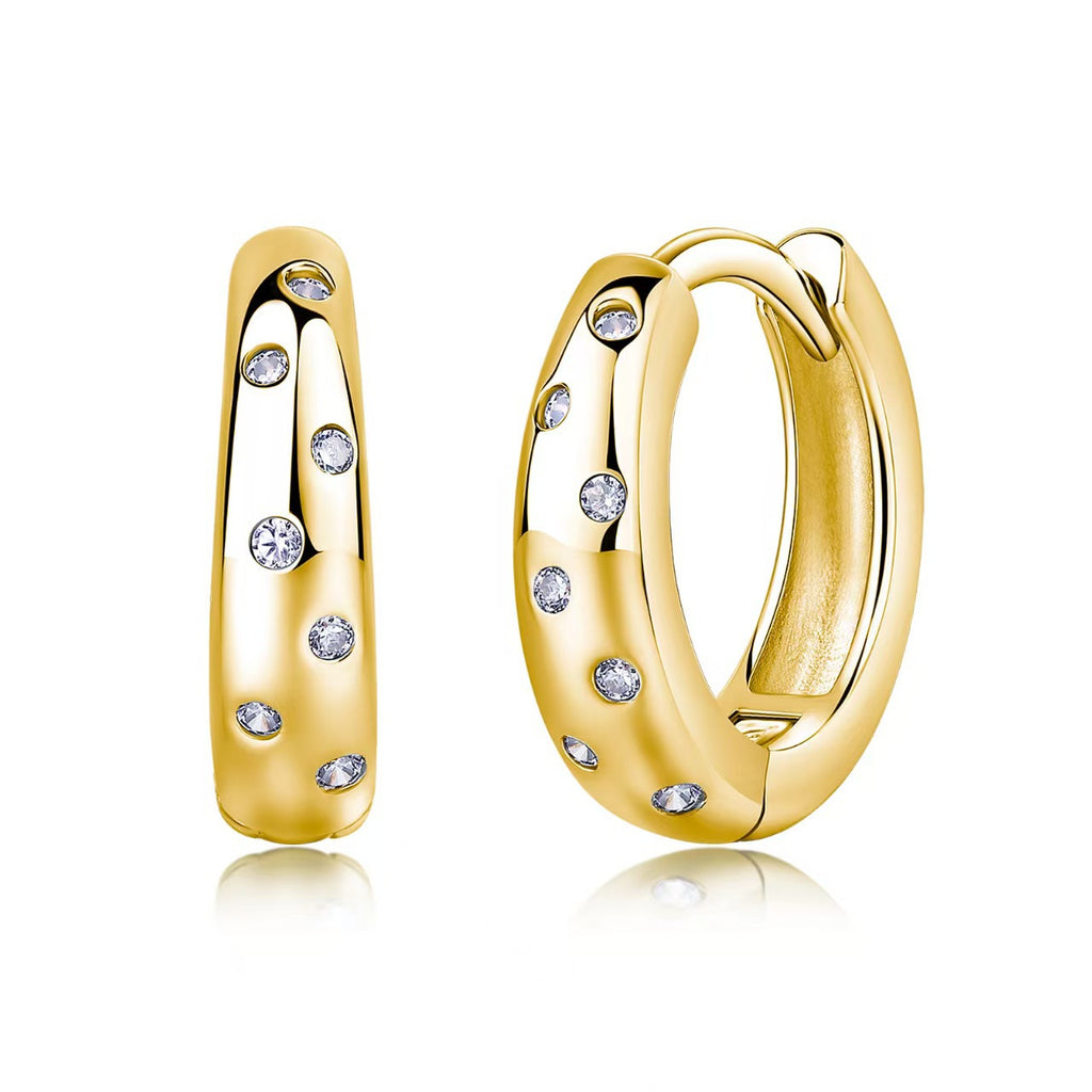 Moissanite Starry Sky Hinged Hoop Earrings