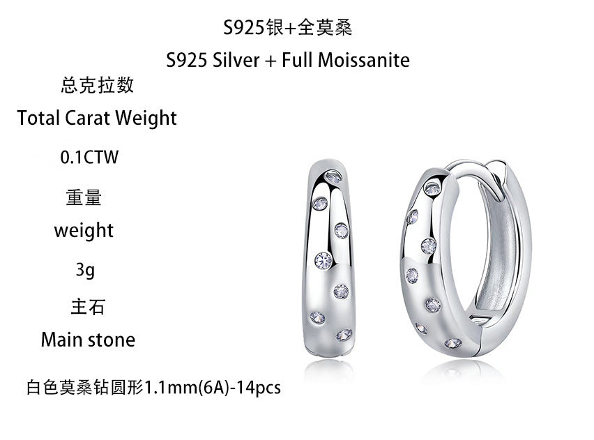 Moissanite Starry Sky Hinged Hoop Earrings – image 5