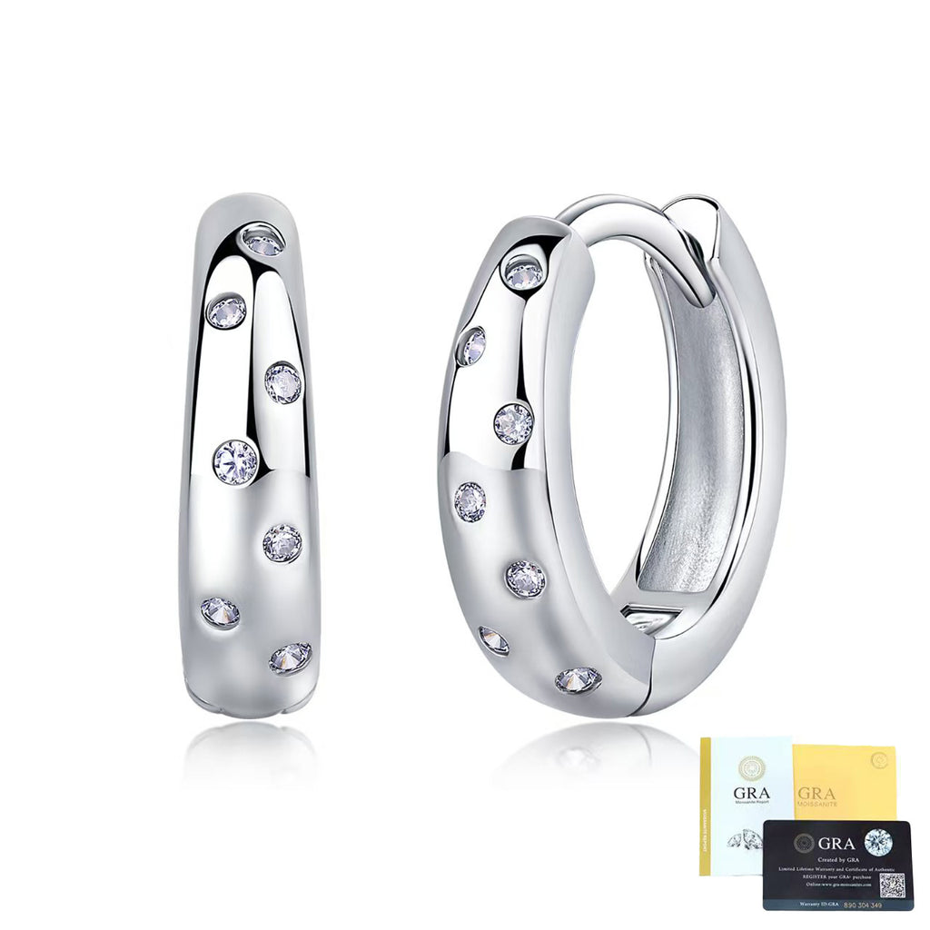 Moissanite Starry Sky Hinged Hoop Earrings – image 6