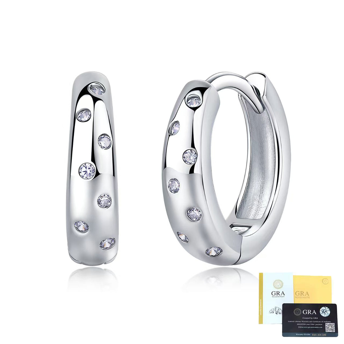 Moissanite Starry Sky Hinged Hoop Earrings – image 6