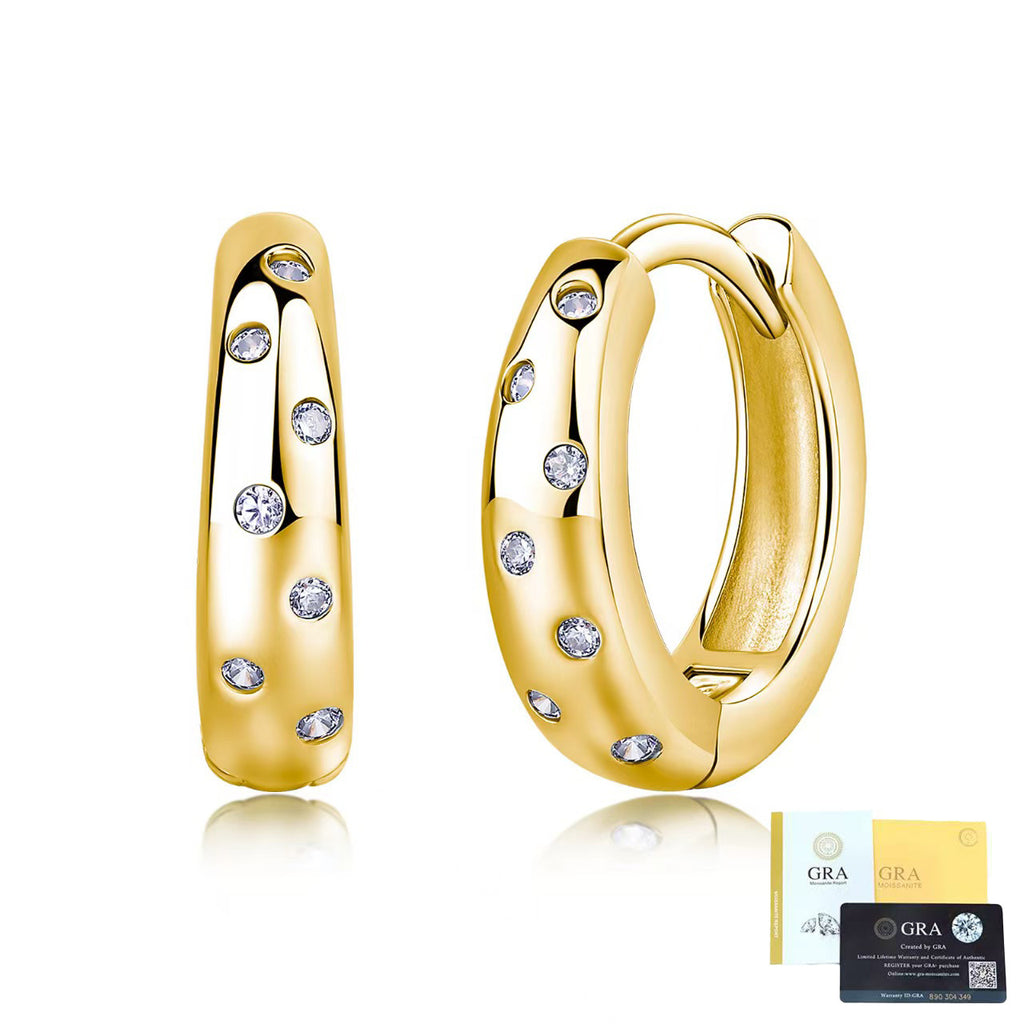 Moissanite Starry Sky Hinged Hoop Earrings – image 7