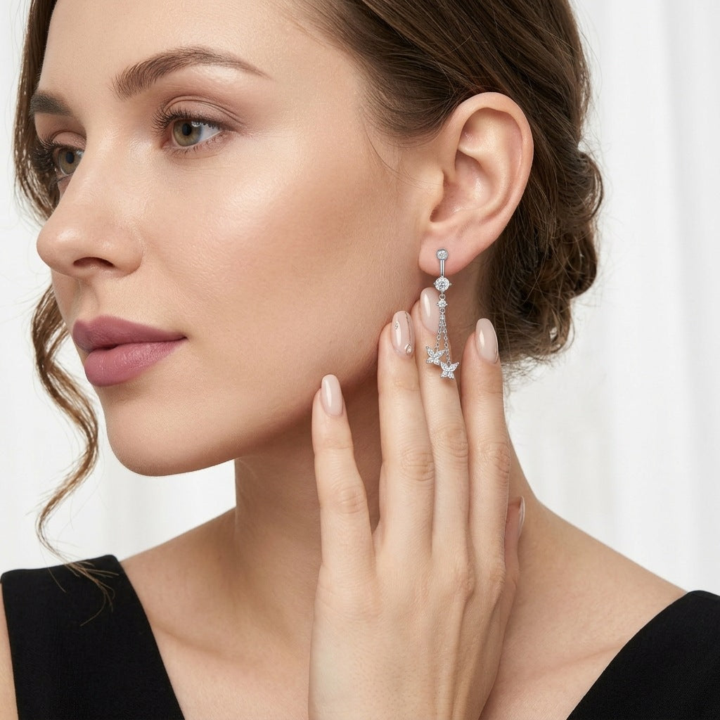 Long 22-Stone Moissanite Stud Earrings – image 4