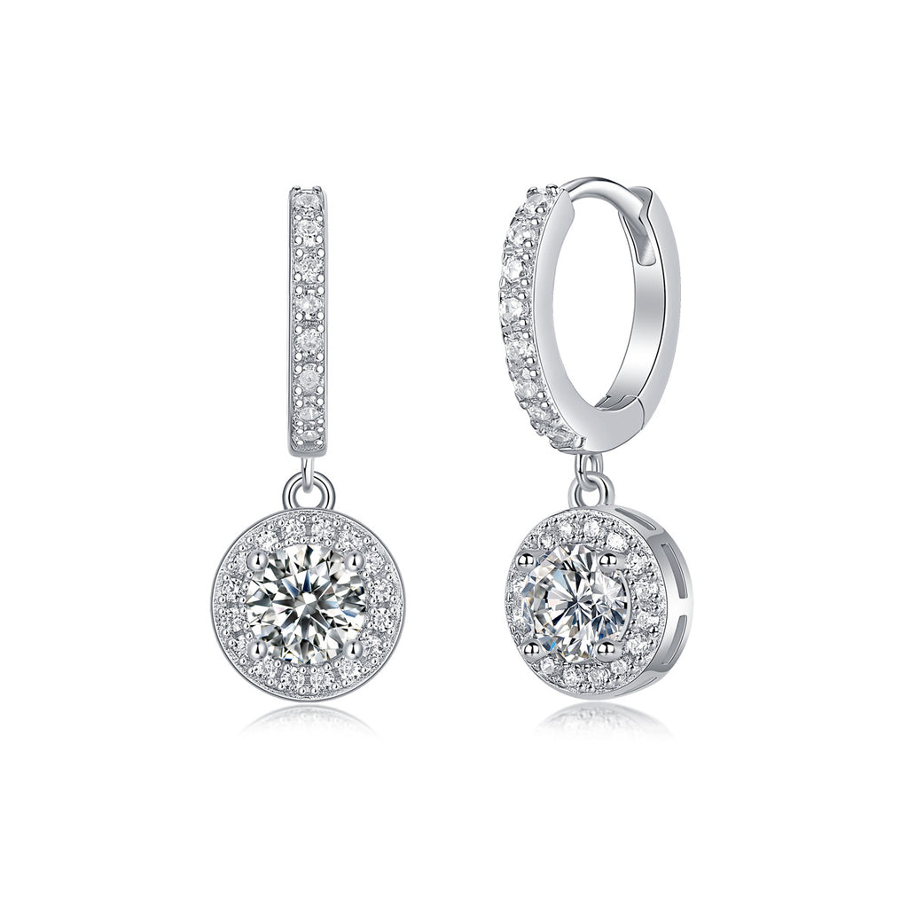 Long Round Moissanite Earrings