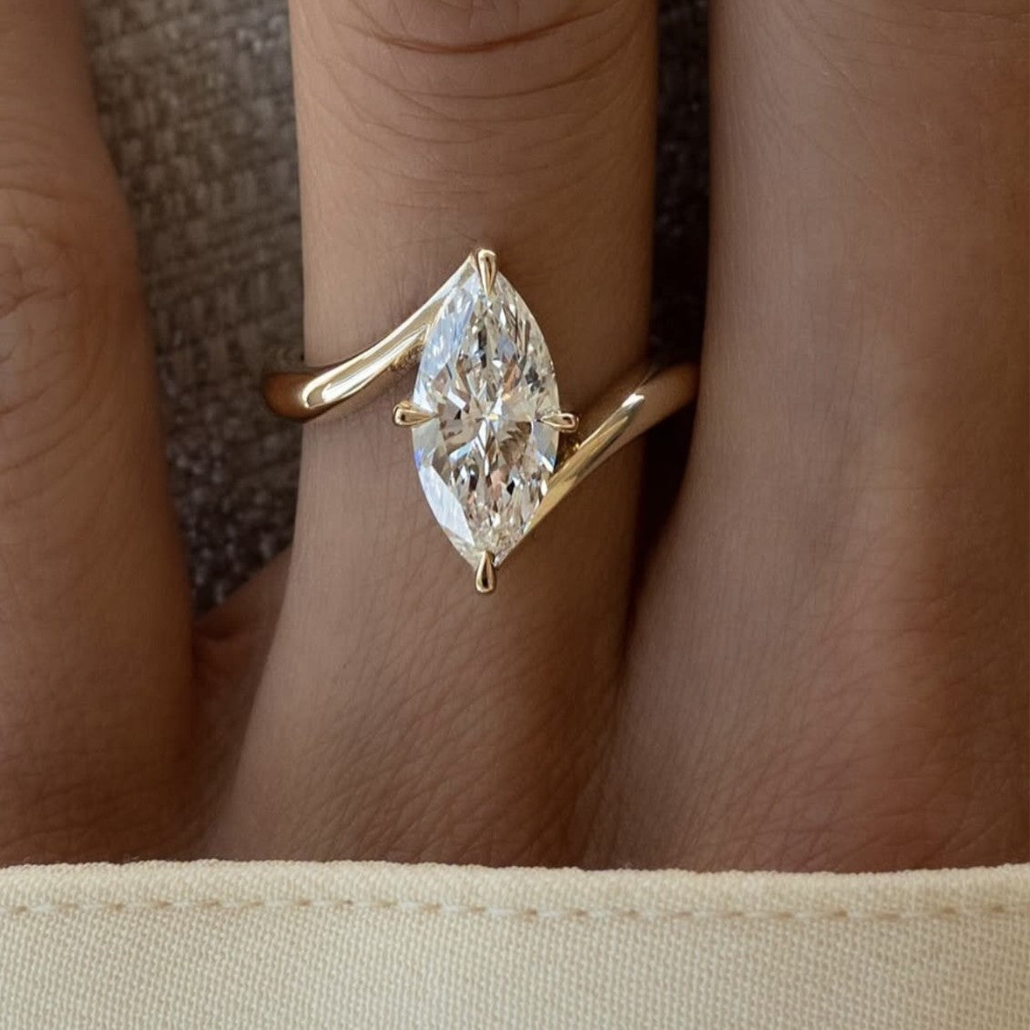 Marquise Moissanite Solitaire Ring – image 4