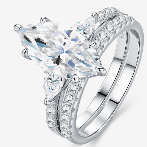 Marquise-Cut Stackable Moissanite Ring – detail view 3
