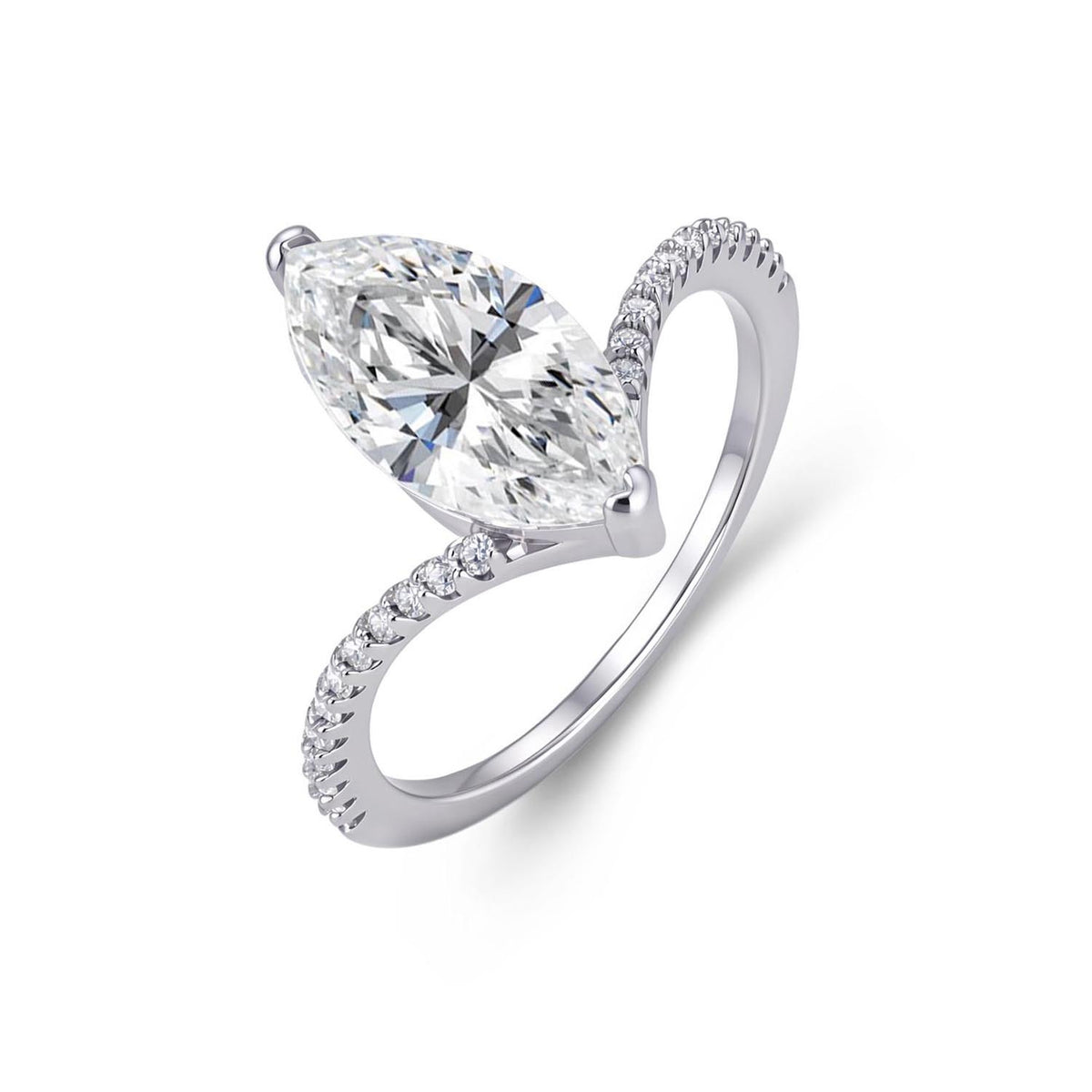 Marquise Moissanite V Shape Ring