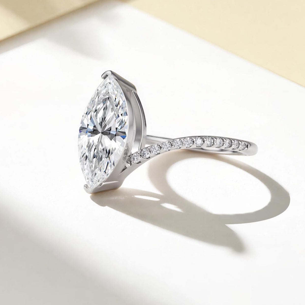 Marquise Moissanite V Shape Ring – detail view 3