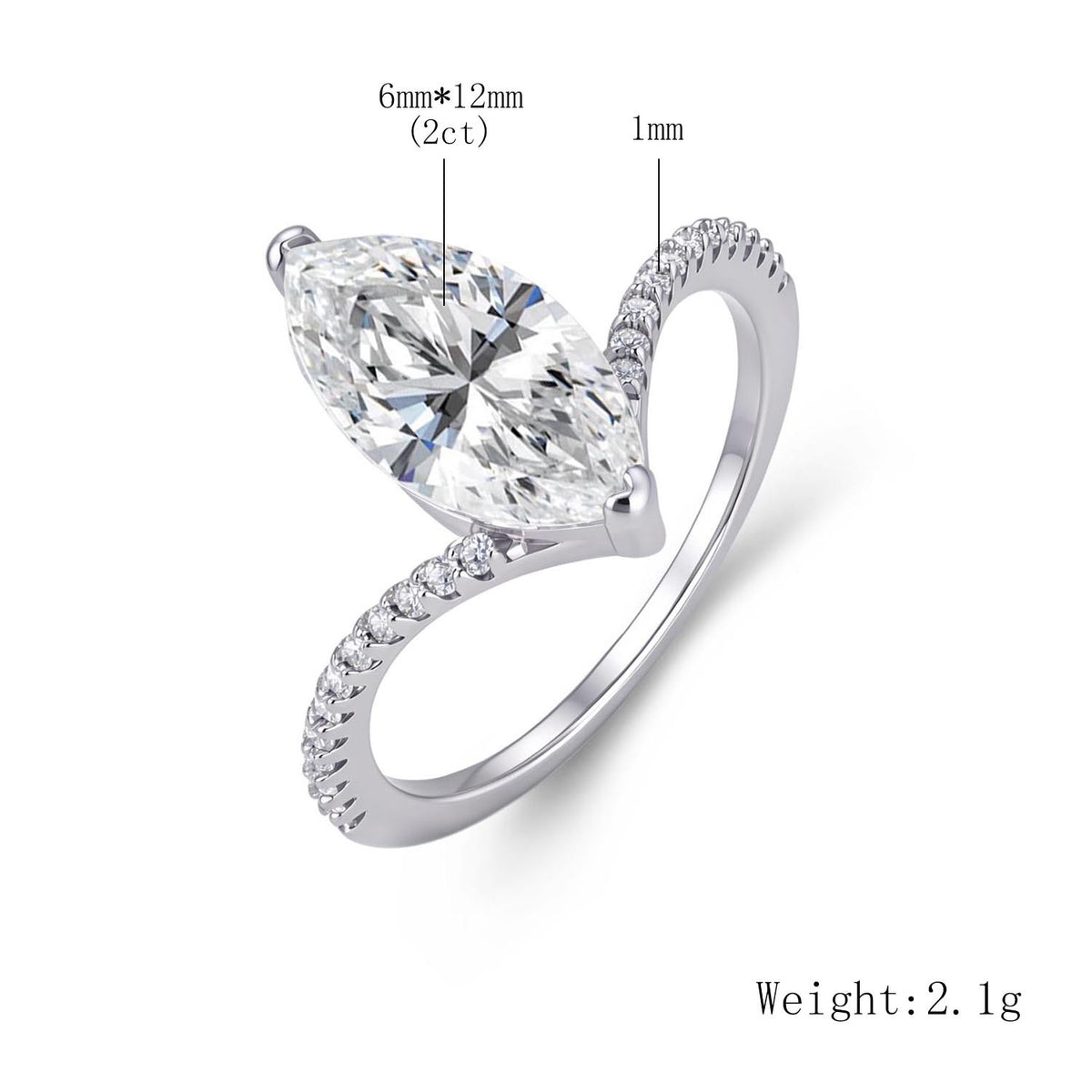 Marquise Moissanite V Shape Ring – image 5