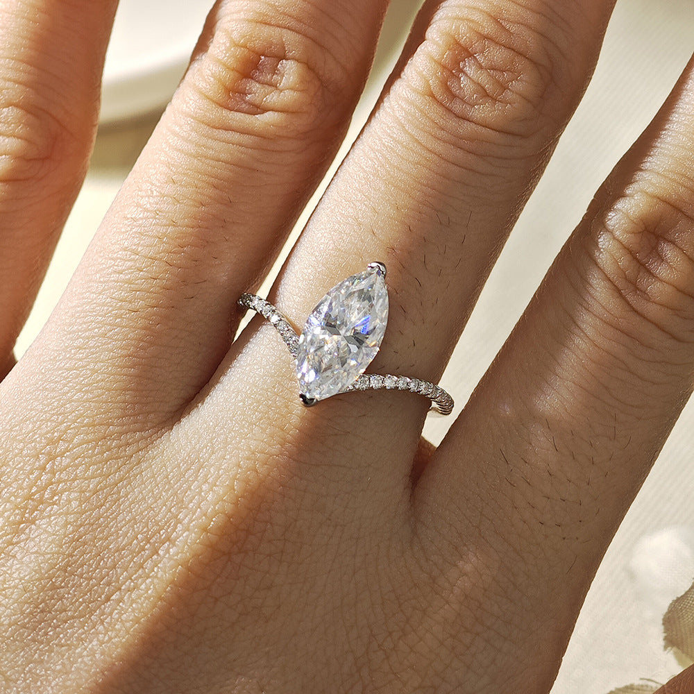 Marquise Moissanite V Shape Ring – image 6