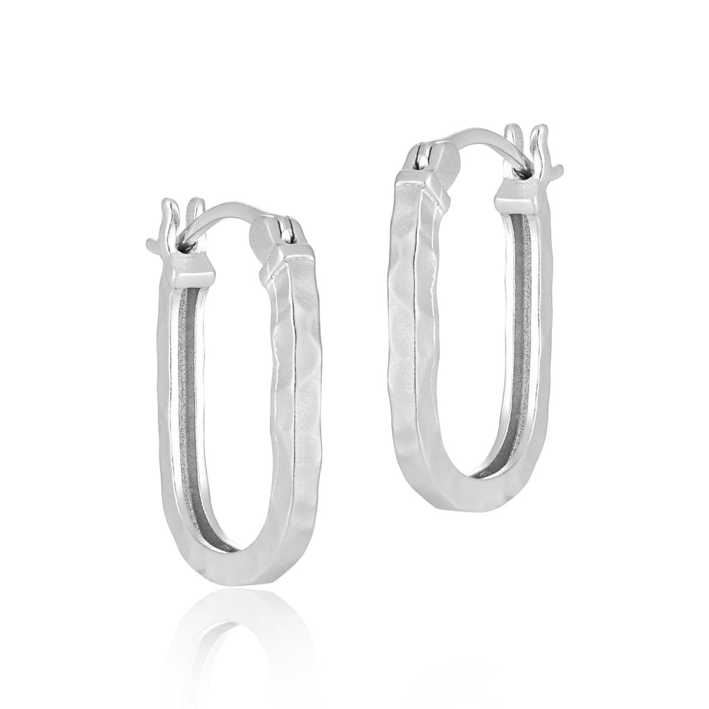 Matte Textured Elongated Oval Hoop Earrings