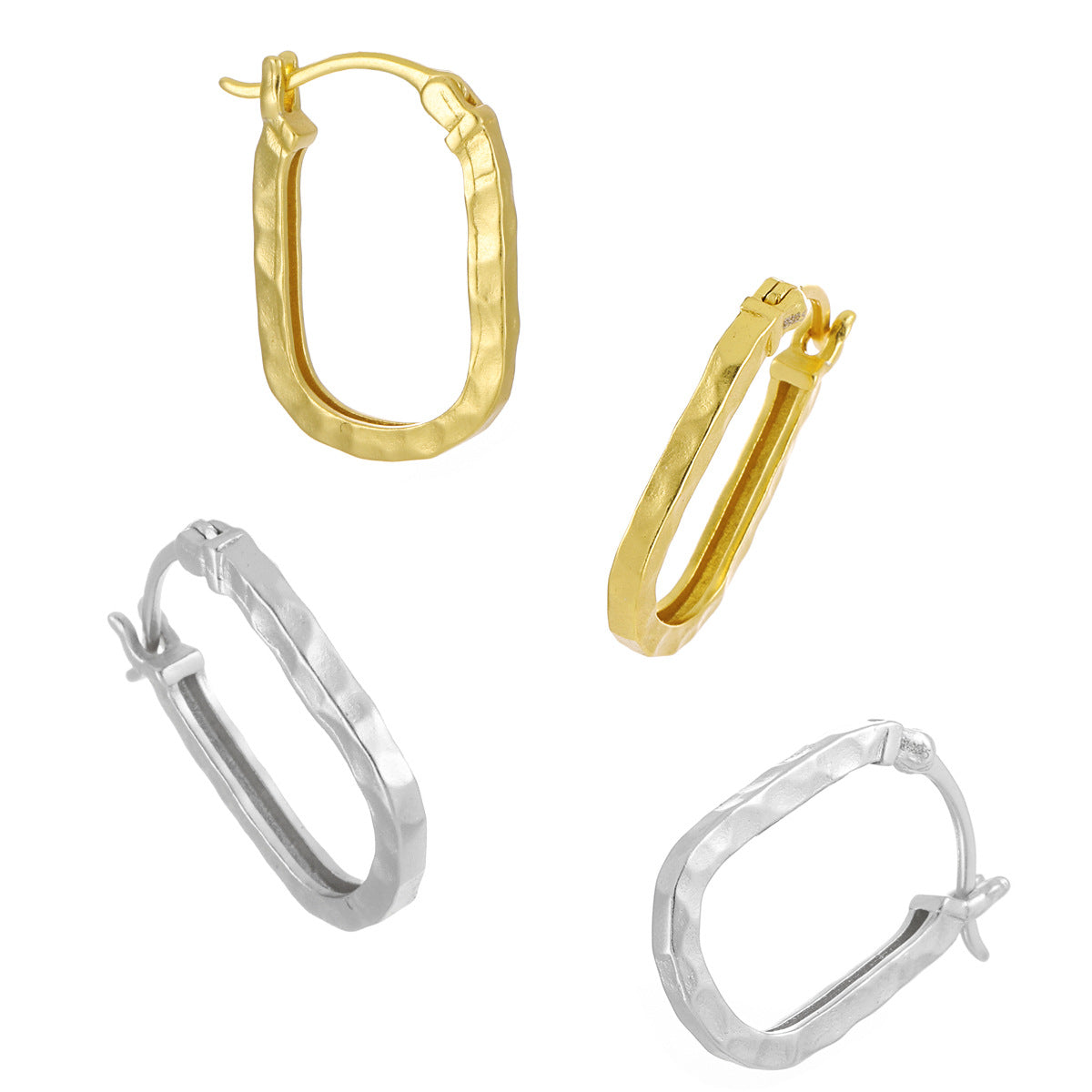 Matte Textured Elongated Oval Hoop Earrings – wholesale hoop earrings
