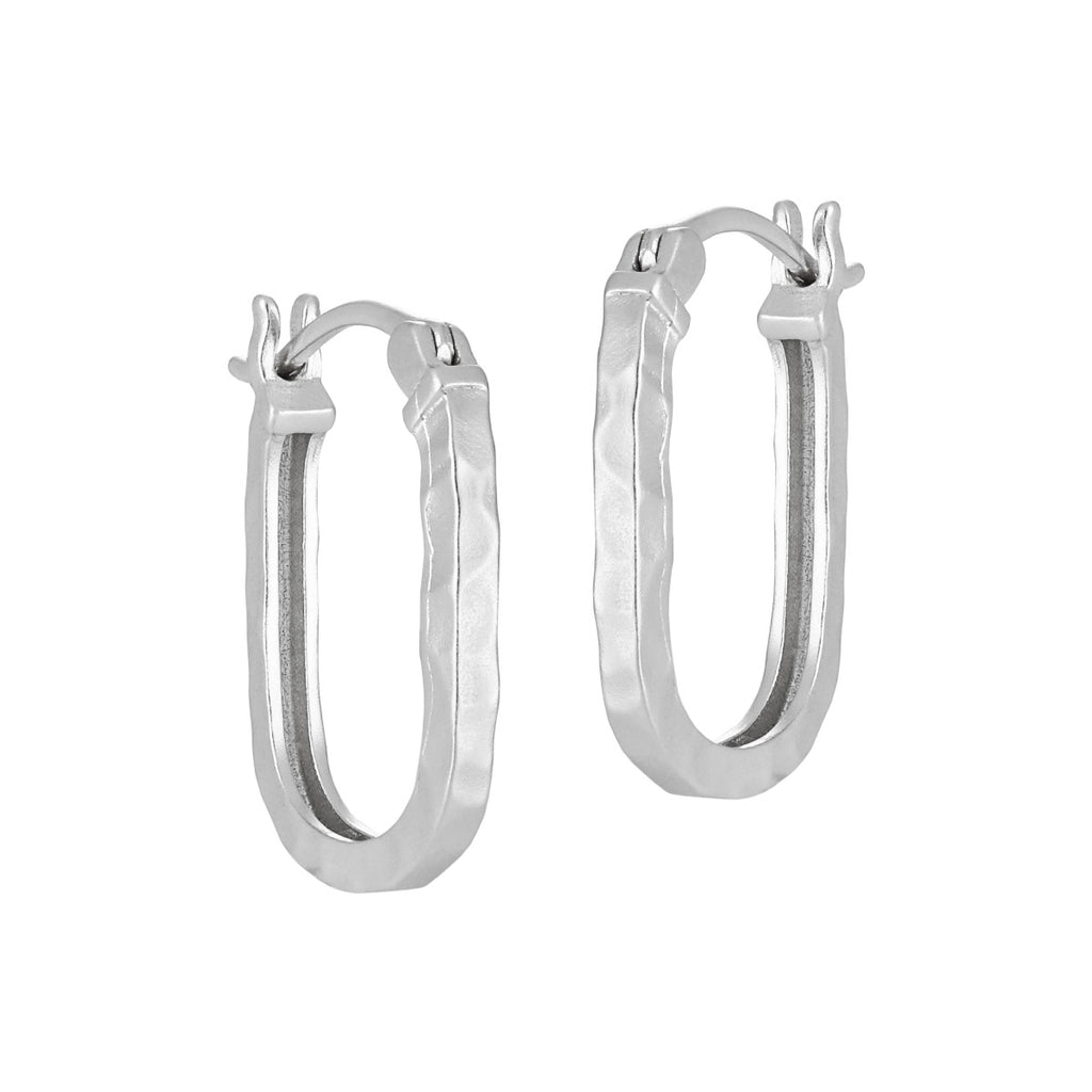 Matte Textured Elongated Oval Hoop Earrings – image 5