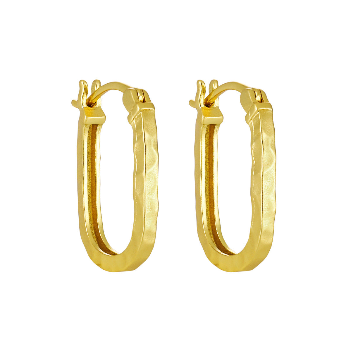 Matte Textured Elongated Oval Hoop Earrings – image 6
