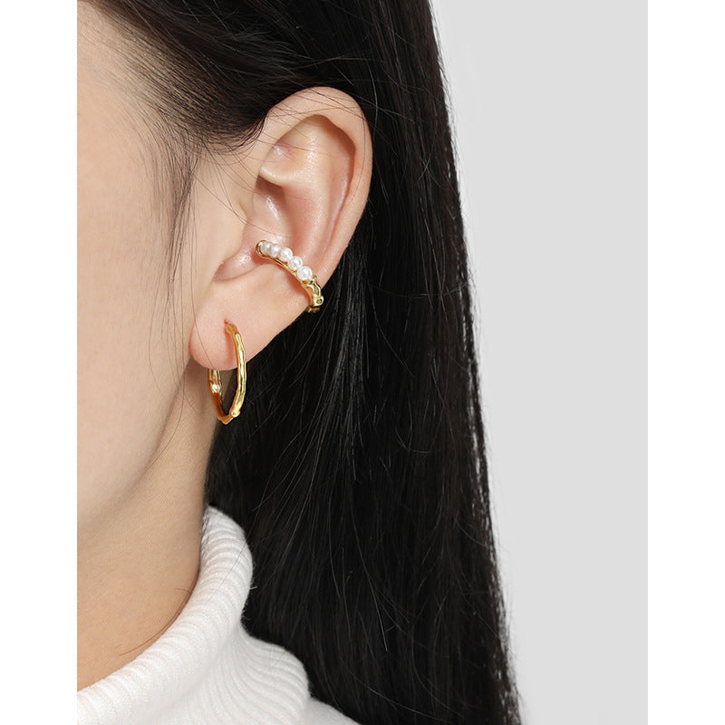 Matte Textured Organic Hoop Earrings – detail view 3