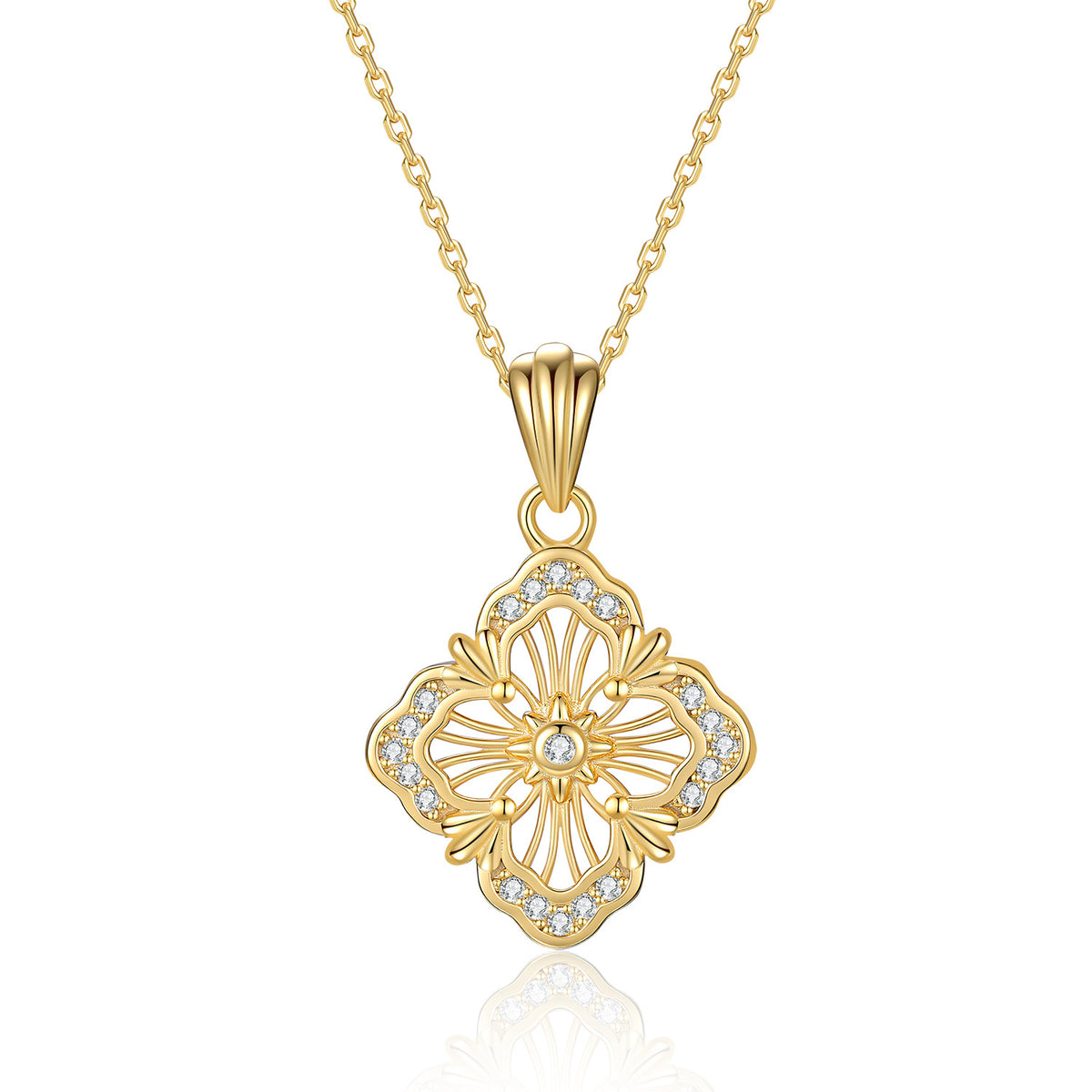 Mesh Clover Moissanite Necklace – image 5