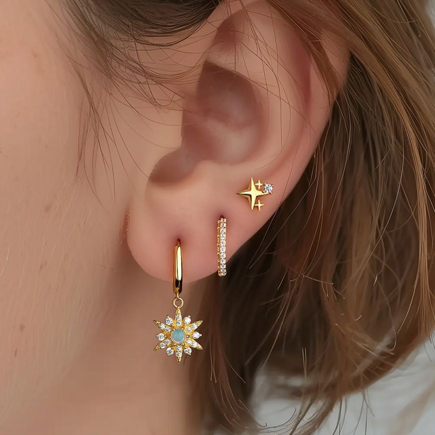 Micro-Set Opal Zircon Stud Earrings – detail view 3