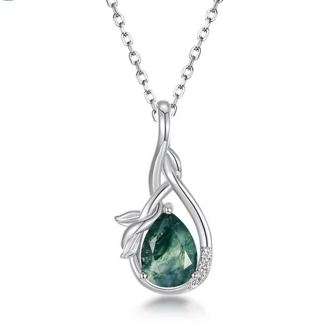 Miniature Green Moss Pendant Necklace