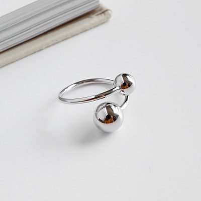 Minimalist Double Ball Open Ring – wholesale silver rings