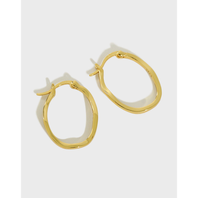 Minimalist Irregular Oval Hoop Earrings