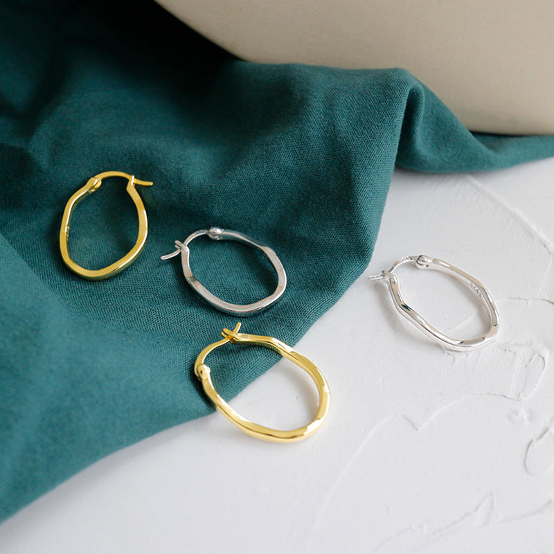 Minimalist Irregular Oval Hoop Earrings – wholesale hoop earrings
