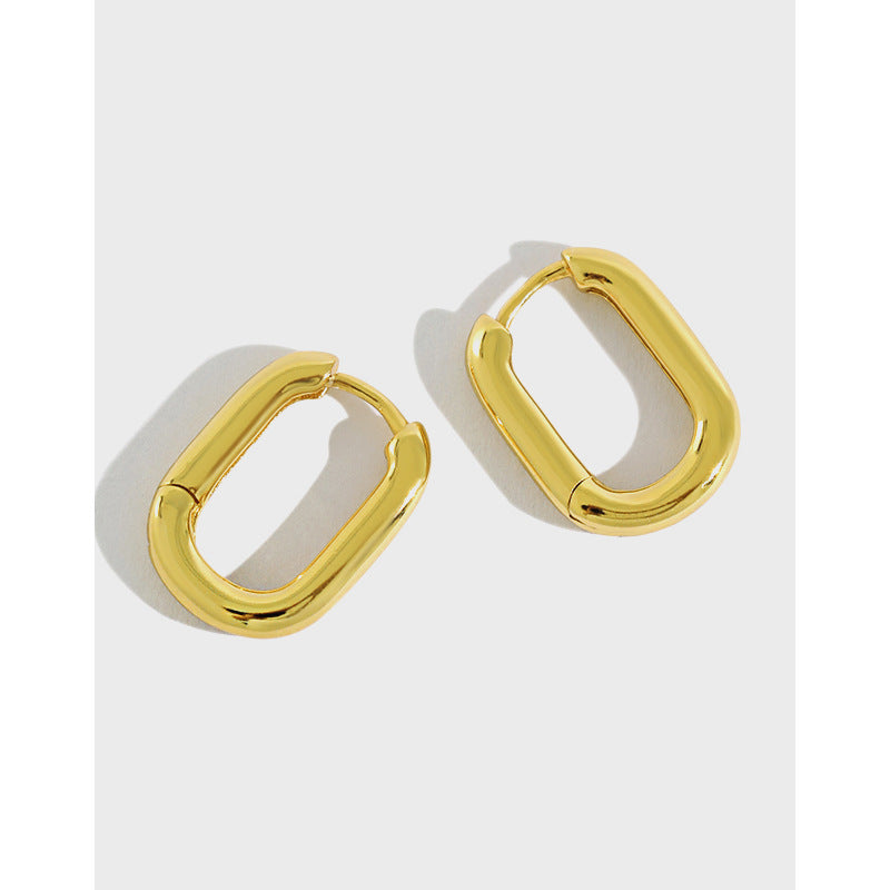 Minimalist Rounded Rectangle Hoop Earrings