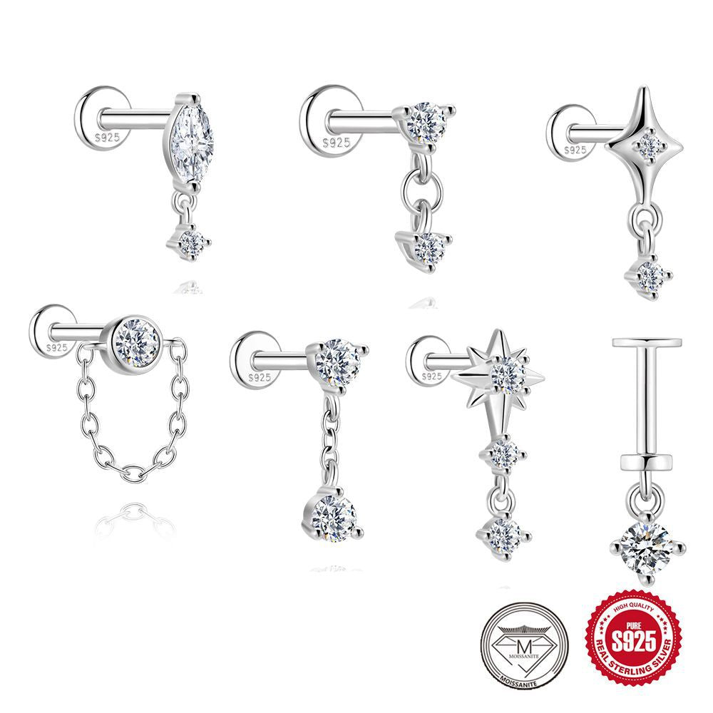 Moissanite 16G Cartilage Stud