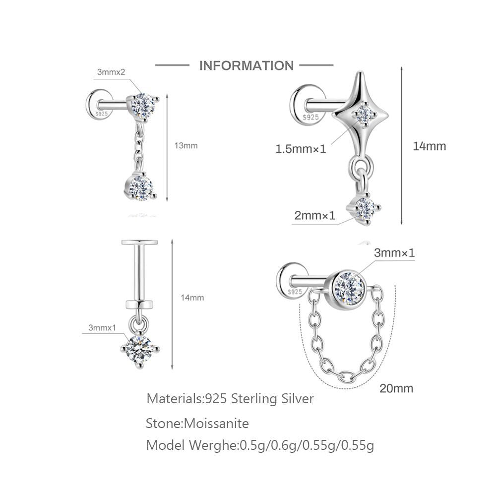 Moissanite 16G Cartilage Stud – image 5