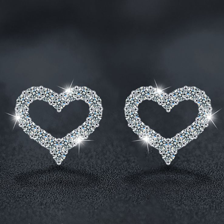 Full Diamond Heart Moissanite Earrings – wholesale moissanite jewelry