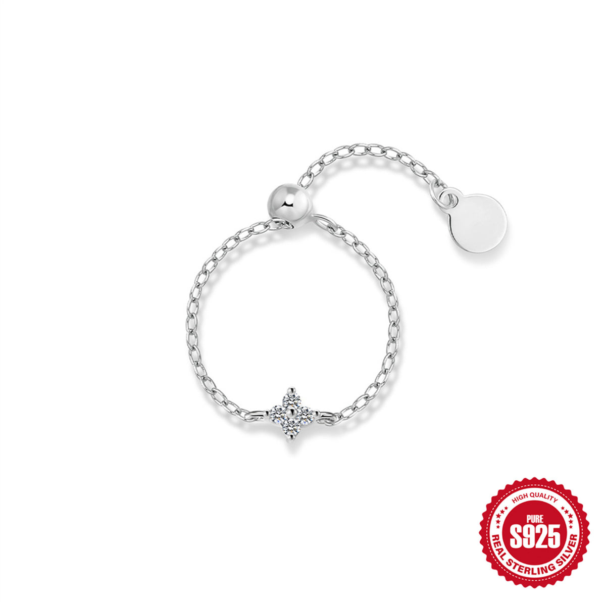 Moissanite Adjustable Chain Ring – image 6