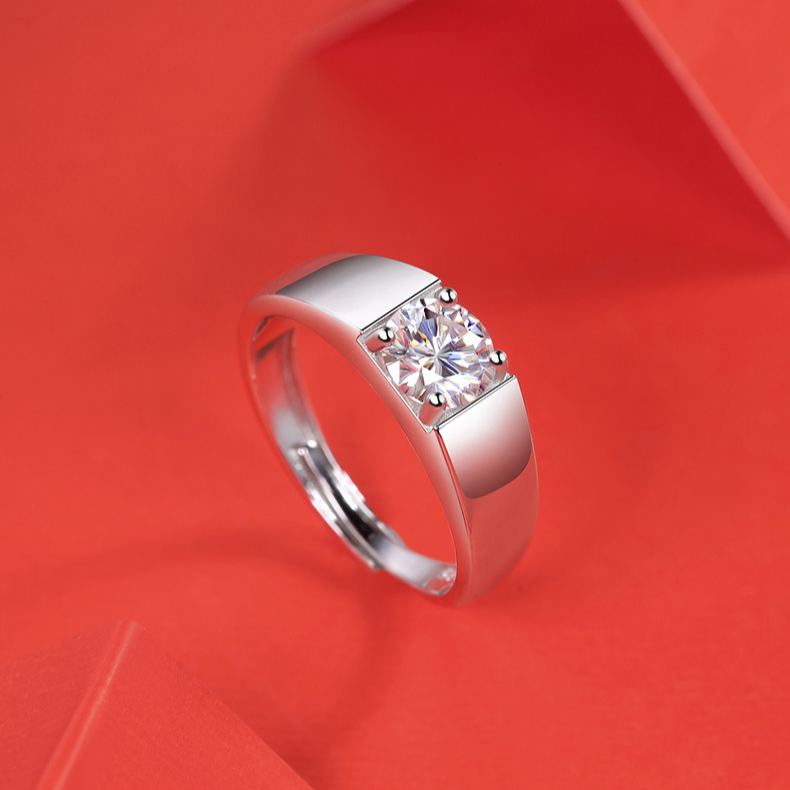 Moissanite Adjustable Open Ring YCR397 – wholesale moissanite rings