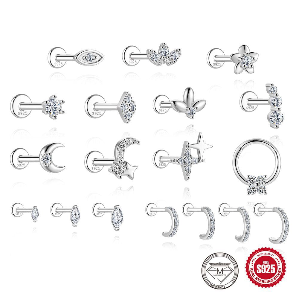 Moissanite Cartilage Stud Earring