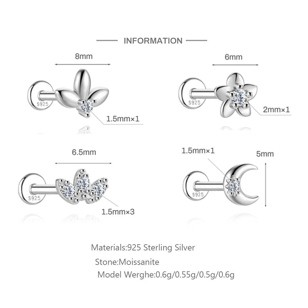 Moissanite Cartilage Stud Earring – image 7