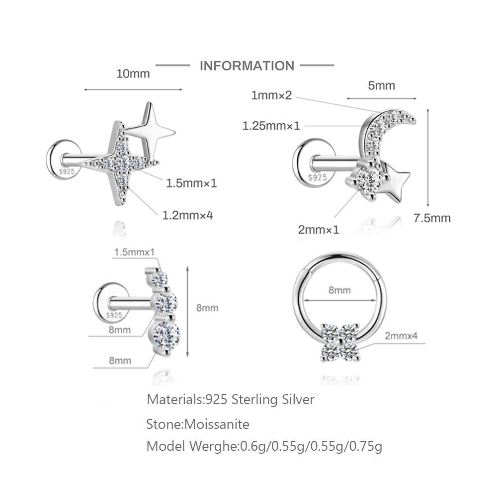 Moissanite Cartilage Stud Earring – image 8