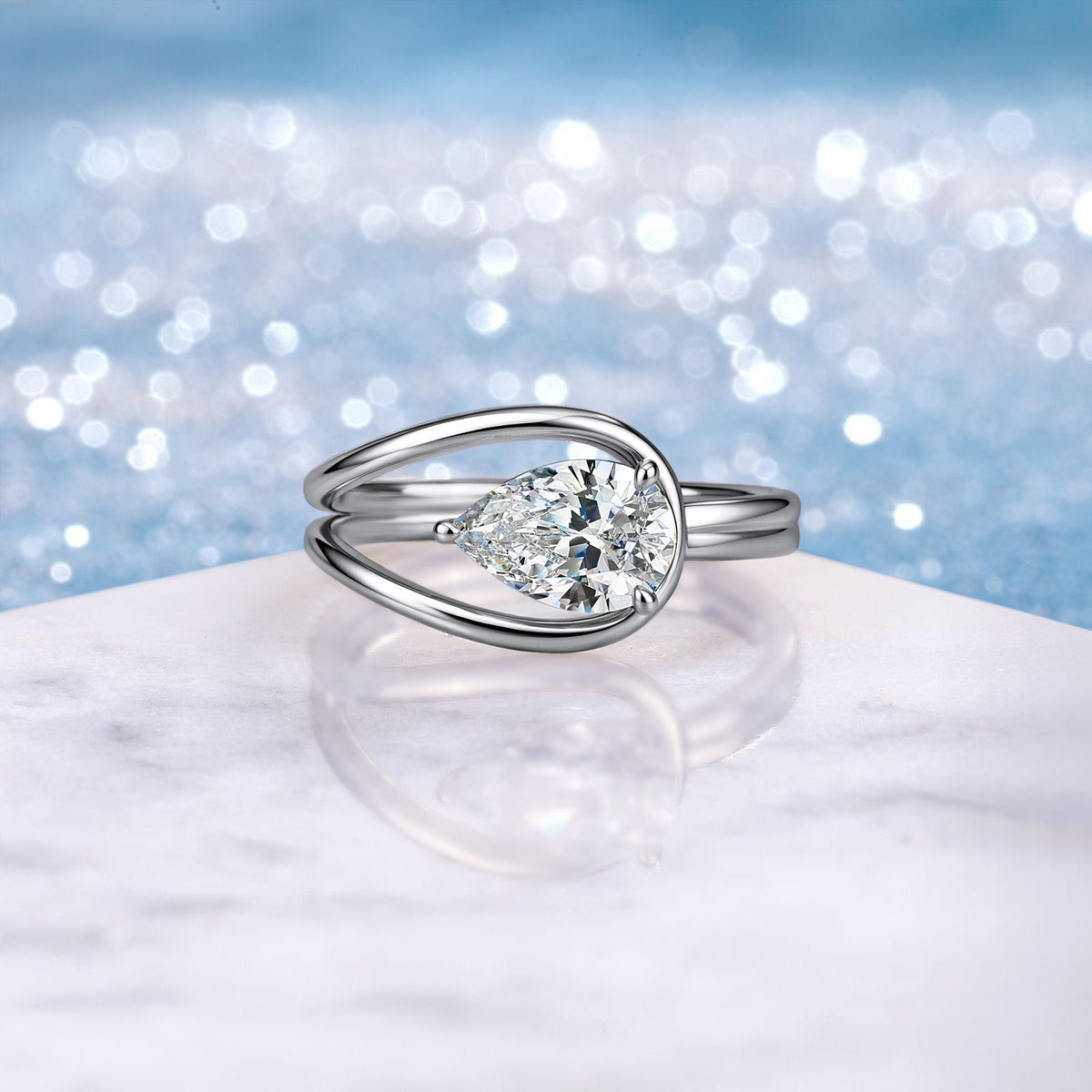 Pear-Shaped Moissanite Engagement Ring – detail view 3