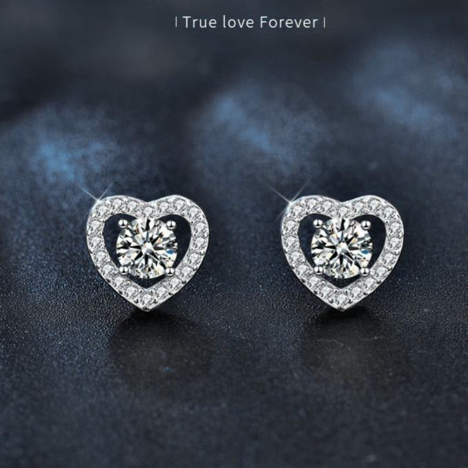 Four-Prong Heart Moissanite Earrings – wholesale moissanite jewelry