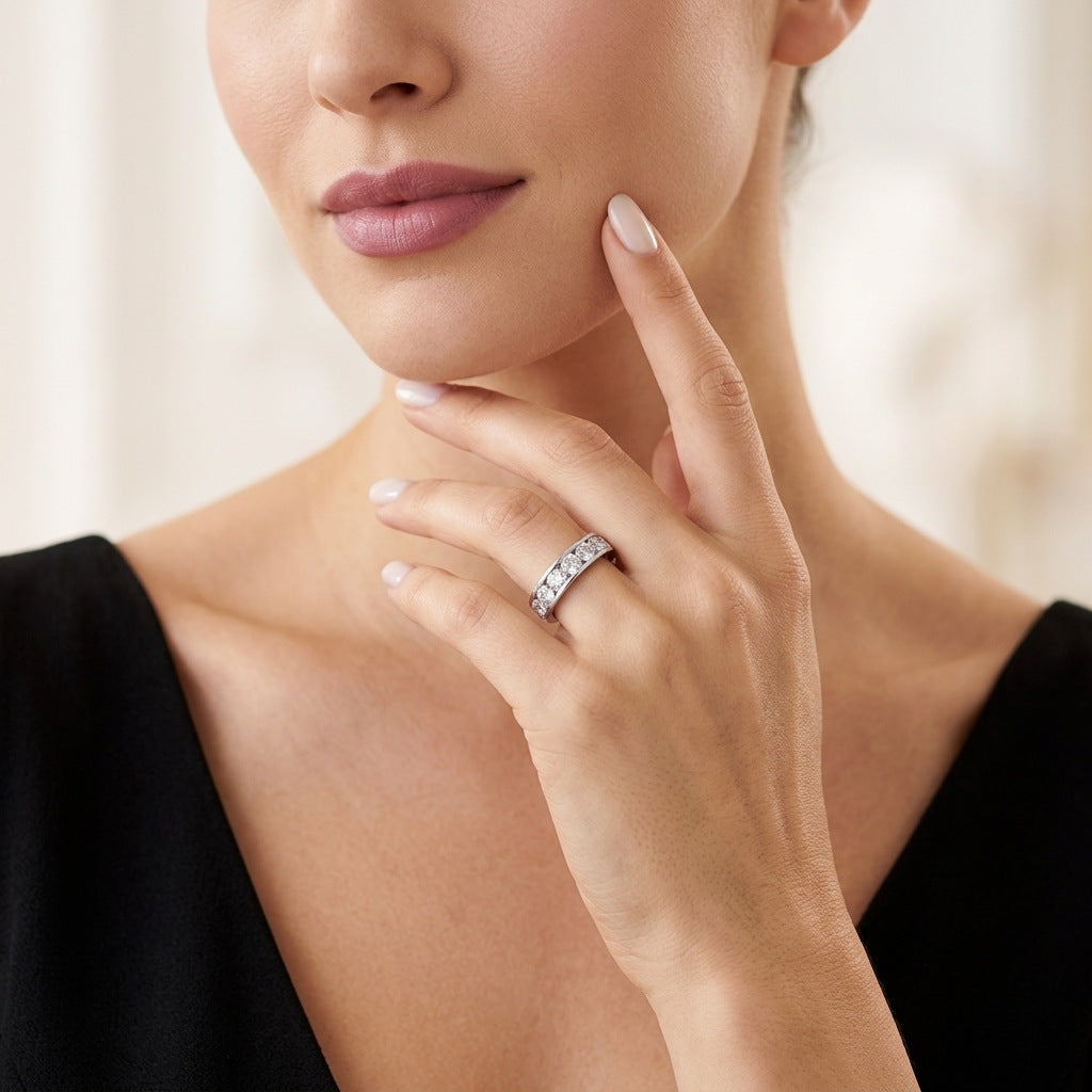 Moissanite Full-Eternity Ring YCR458-463 – detail view 3