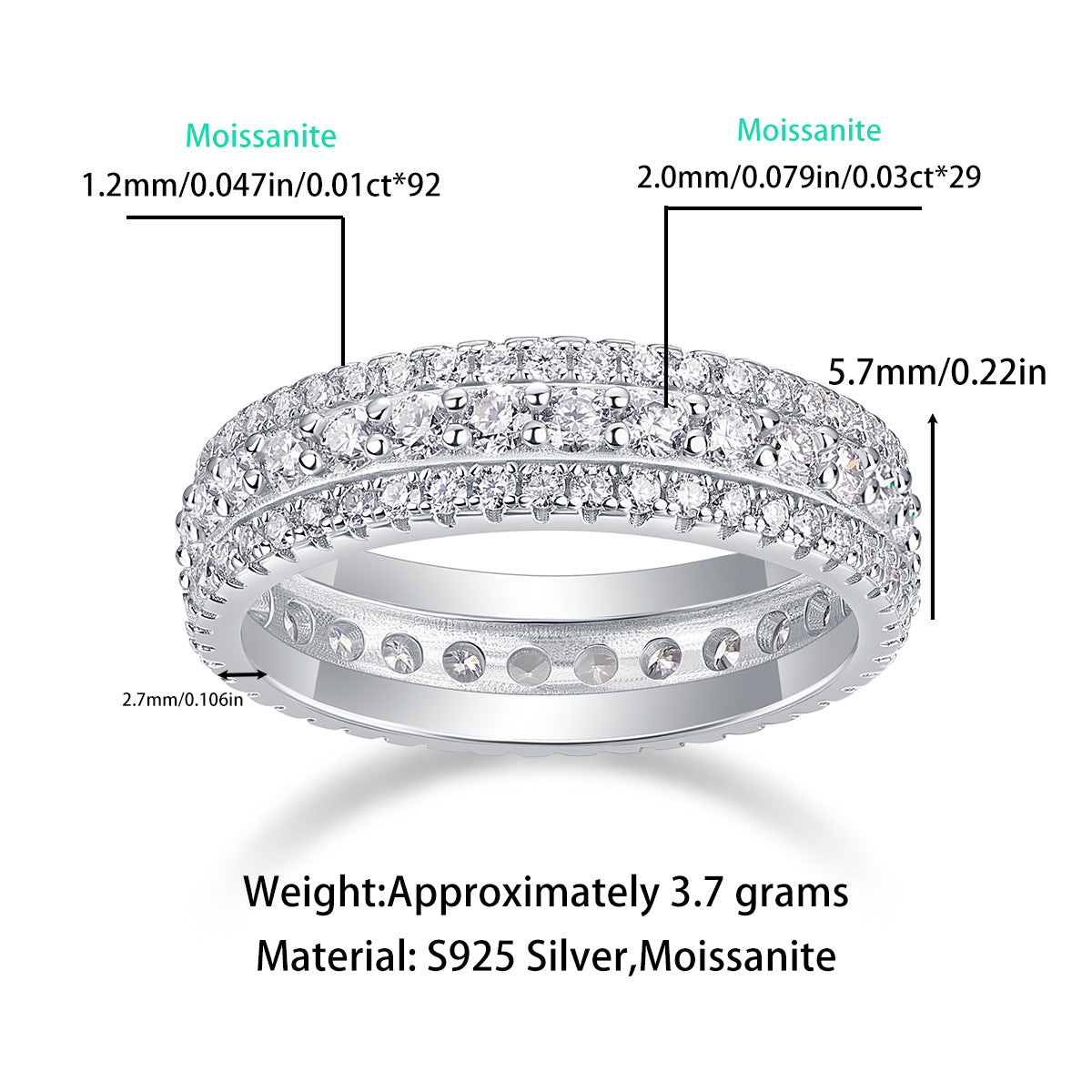 Moissanite Full-Eternity Ring YCR458-463 – image 5
