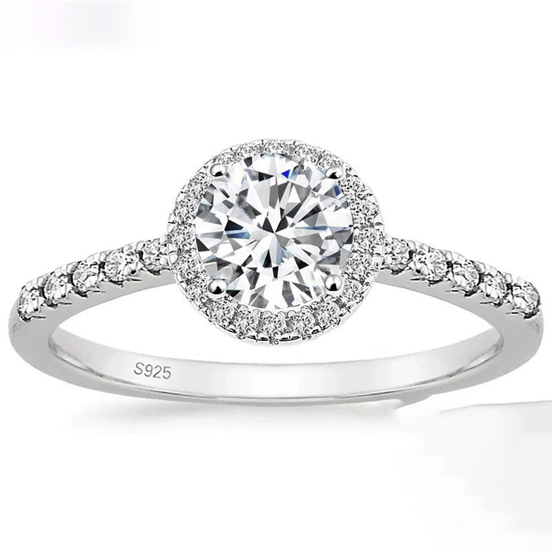 Round Cubic Zirconia Halo Pavé Ring