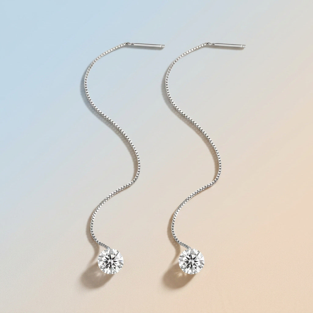 Moissanite Long Threader Earrings