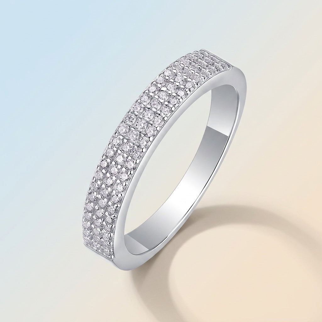 Moissanite Ring With 69 Round Stones