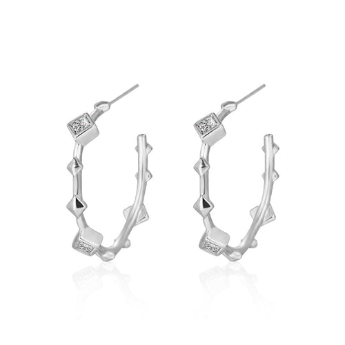 Moissanite Bamboo C-Shaped Earrings