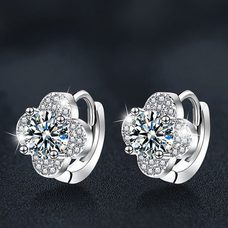 Four-Leaf Clover Moissanite Huggies – wholesale moissanite jewelry