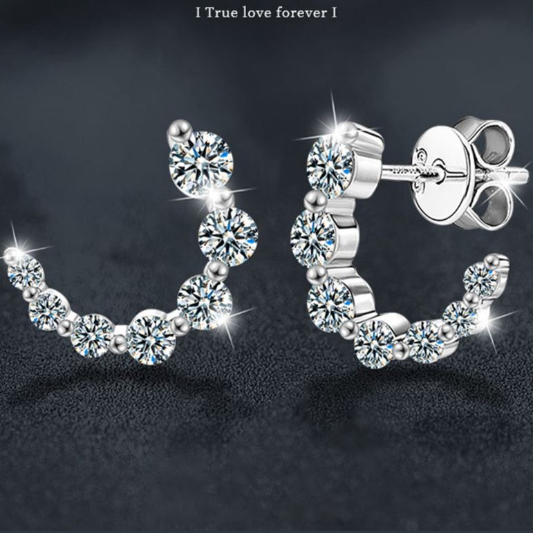 Moissanite Full-Pavé C-Shaped Stud Earrings – wholesale moissanite jewelry